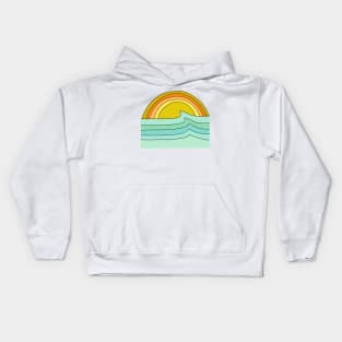 wave dreams retro surf art by surfy birdy Kids Hoodie